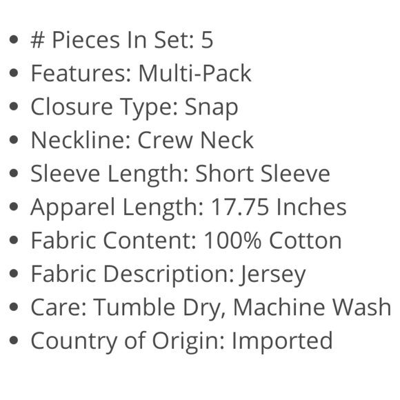 Puma Cotton Jersey Bodysuits 5-pk Short Sleeve - Picture 7 of 7